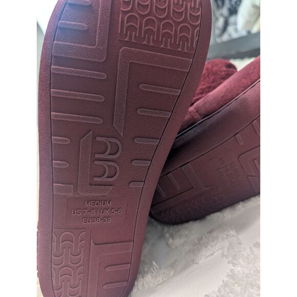 LongBay Warm Chenille Bootie Slippers Memory Foam Wine Red M 7-8 - Picture 7 of 7